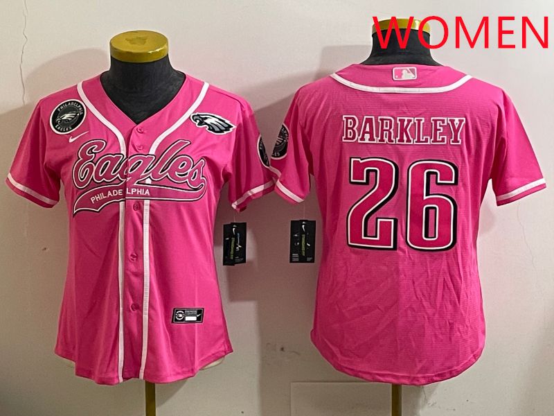 Women Philadelphia Eagles #26 Barkley Pink Jointly Name 2025 Nike Limited NFL Jersey style 9->women nfl jersey->Women Jersey